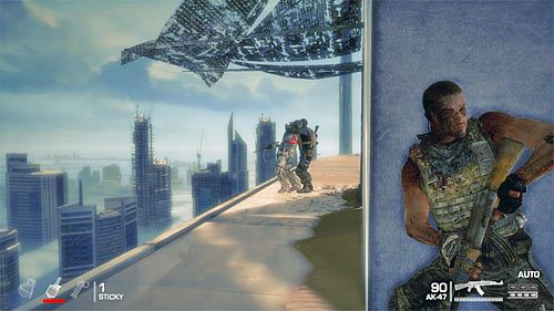 Ja polecam oczywiście zdecydować się na ciche pozbycie się okolicznych wartowników, rozpoczynając od snajpera stojącego przy krawędzi po lewej stronie (powyższy screen) - Rozdział XII - The Rooftops - Dotrzyj do wieży radiowej | Opis przejścia - Spec Ops: The Line - poradnik do gry