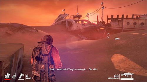 Opuść pokład jachtu i ruszaj śladami Adamsa w oznaczone przez grę miejsce (powyższy screen) - Rozdział XIII - Adams - Natychmiast dotrzyj do Lugo | Opis przejścia - Spec Ops: The Line - poradnik do gry