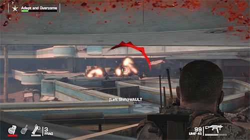 Po tym jak Walker zeskoczy na dół szybko rozstaw się za najbliższą balustradą - Rozdział IV - The Refugees - Przedostań się na niższe piętra | Opis przejścia - Spec Ops: The Line - poradnik do gry