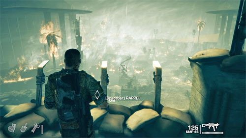 Skieruj się w lewo i skorzystaj z jednego z interaktywnych zaczepów - Rozdział VIII - The Gate - Dotrzyj do bramy | Opis przejścia Spec Ops The Line - Spec Ops: The Line - poradnik do gry