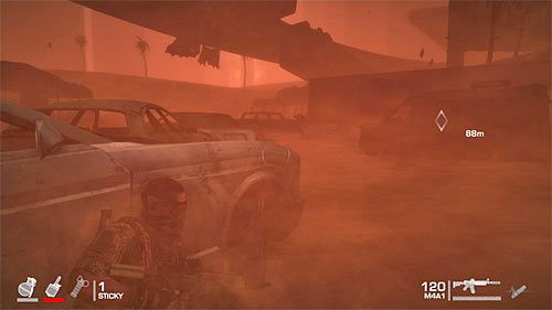 Powoli przesuwaj się do przodu, często zatrzymując się i zza bezpiecznych zasłon sprawdzając najbliższą okolicę w poszukiwaniu jednostek wroga - Rozdział IX - The Road - Znajdź schronienie | Opis przejścia Spec Ops The Line - Spec Ops: The Line - poradnik do gry