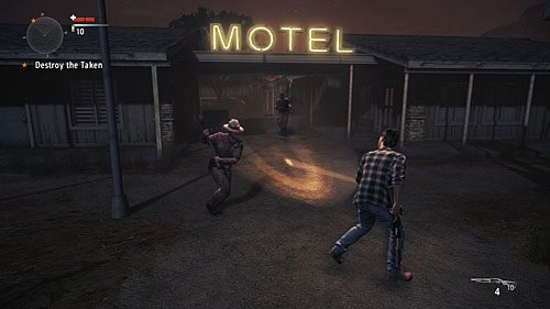 Garaż jest zabarykadowany, a na dziedzińcu motelu roi się od sług cienia - Akt 1 - The Mechanic | Akt 1 | Alan Wakes American Nightmare - Alan Wakes American Nightmare - poradnik do gry