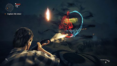 Przed restauracją zaatakuje cię poltergeist, czyli ożywiony neon - Akt 1 - The Mechanic | Akt 1 | Alan Wakes American Nightmare - Alan Wakes American Nightmare - poradnik do gry