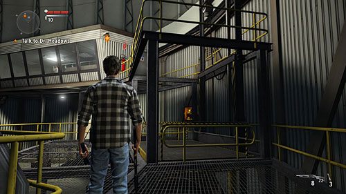 Wewnątrz, doktor Meadows opuści windę - Akt 1 - The Scientist | Akt 1 | Alan Wakes American Nightmare - Alan Wakes American Nightmare - poradnik do gry