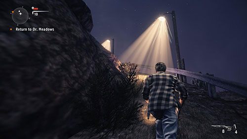 Przez cały ten fragment gry nie ma żadnego punktu zapisu, a te, do których będziesz się zbliżał, zgasną - Akt 2 - Progress | Akt 2 | Alan Wakes American Nightmare - Alan Wakes American Nightmare - poradnik do gry