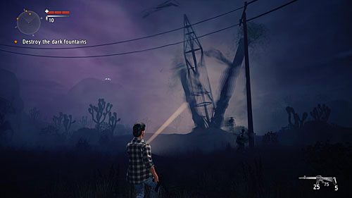 Przed budynkiem z projektorem znowu będziesz musiał zniszczyć otaczające go dziwne kompleksy rur - Akt 2 - Relapse | Akt 2 | Alan Wakes American Nightmare - Alan Wakes American Nightmare - poradnik do gry