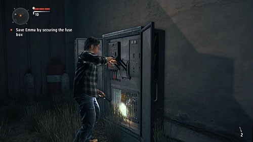 Skrzynka elektryczna jest tuż za garażem - Akt 3 - Resolved | Akt 3 | Alan Wakes American Nightmare - Alan Wakes American Nightmare - poradnik do gry