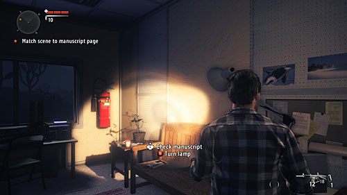 W drugim pomieszczeniu skieruj światło lampy biurowej na gaśnicę - Akt 3 - United | Akt 3 | Alan Wakes American Nightmare - Alan Wakes American Nightmare - poradnik do gry