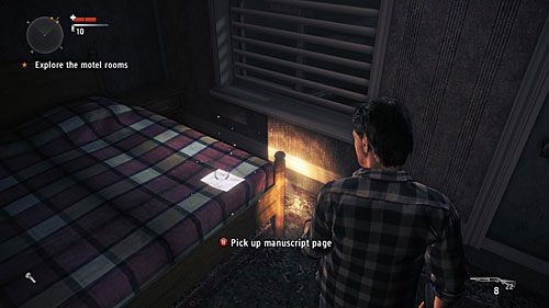 Strona manuskryptu leży w pokoju hotelowym najbardziej wysuniętym na zachód - Akt I - The Mechanic | Strony manuskryptu | Alan Wakes American Nightmare - Alan Wakes American Nightmare - poradnik do gry