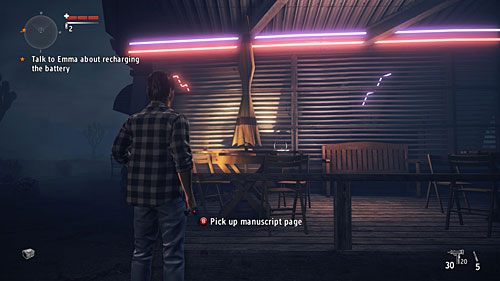 Strona leży na stoliku przed restauracją - Akt II - Setback | Strony manuskryptu | Alan Wakes American Nightmare - Alan Wakes American Nightmare - poradnik do gry