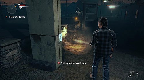 Strona jest przyczepiona do filara w pobliżu budki telefonicznej przy wejściu na dziedziniec motelu - Akt III - Resolved | Strony manuskryptu | Alan Wakes American Nightmare - Alan Wakes American Nightmare - poradnik do gry