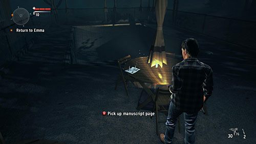 Za dziedzińcem motelu jest pusty basen i kilka stolików wokół niego - Akt III - Resolved | Strony manuskryptu | Alan Wakes American Nightmare - Alan Wakes American Nightmare - poradnik do gry