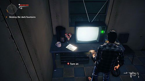 Strona leży na obok telewizora, w budce przy kinowym parkingu - Akt III - United | Strony manuskryptu | Alan Wakes American Nightmare - Alan Wakes American Nightmare - poradnik do gry