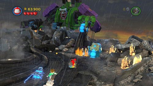 Przejdź na drugą stronę i ugaś Robinem ogień przy gnieździe na górze (obrazek) - Nie wierzę w wieże | Opis przejścia LEGO Batman 2 DC Super Heroes - LEGO Batman 2: DC Super Heroes - poradnik do gry