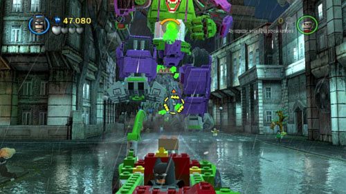 Niestabilny rdzeń - podczas jazdy po mieście z prawej strony zobaczysz małe drzewo, na którym wisi człowiek - Obywatele w opałach | Inne | LEGO Batman 2 DC Super Heroes - LEGO Batman 2: DC Super Heroes - poradnik do gry