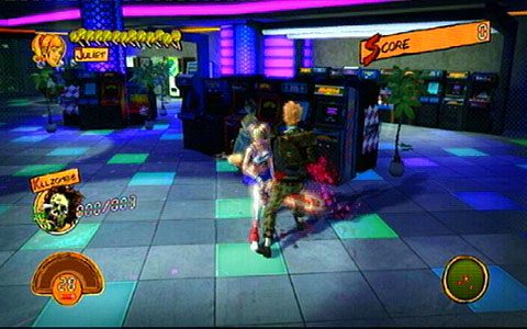 Po rozpoczęciu etapu zabij pierwszą grupkę przeciwników - 4 - Fulci Fun Center - zombie Pac-Man | Opis przejścia Lollipop Chainsaw - Lollipop Chainsaw - poradnik do gry