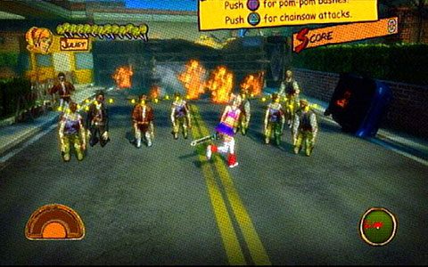 Pierwszy oddział przeciwników będzie przez chwilę ogłuszony, więc jak najszybciej to wykorzystaj - Prolog - pierwsze kroki | Opis przejścia Lollipop Chainsaw - Lollipop Chainsaw - poradnik do gry