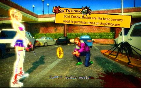 Gdy ostatni z przeciwników zginie, rannego zabierze helikopter, a ty otrzymasz kilka złotych medali, za które w późniejszym etapie gry będziesz mógł kupić wiele przydatnych ulepszeń i ciosów - Prolog - pierwsze kroki | Opis przejścia Lollipop Chainsaw - Lollipop Chainsaw - poradnik do gry