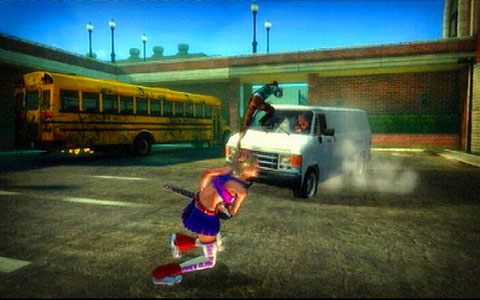 Po jego śmierci, lub gdy helikopter zabierze chłopaka, nadjedzie z tyłu biały samochód - Prolog - wprawki w walce | Opis przejścia Lollipop Chainsaw - Lollipop Chainsaw - poradnik do gry