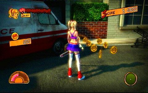Na lewo od sklepu leży jeszcze kilka złotych medali oraz lizak - Prolog - wprawki w walce | Opis przejścia Lollipop Chainsaw - Lollipop Chainsaw - poradnik do gry