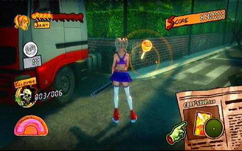 Jeśli zabraknie ci lizaka, jednego dodatkowego znajdziesz na prawo od zamkniętej bramy - Prolog - wprawki w walce | Opis przejścia Lollipop Chainsaw - Lollipop Chainsaw - poradnik do gry