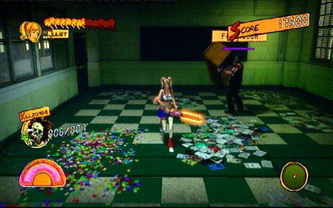 Gdy zginą, zablokuj celownik na nauczycielu i cały czas atakuj go wyłączeni od tyłu - 1 - Highschool - zombie w szkole | Opis przejścia Lollipop Chainsaw - Lollipop Chainsaw - poradnik do gry