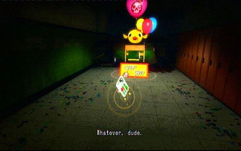 Za ścianą znajdziesz Nick Ticket oraz stanowisko sklepu - 1 - Highschool - zombie w szkole | Opis przejścia Lollipop Chainsaw - Lollipop Chainsaw - poradnik do gry