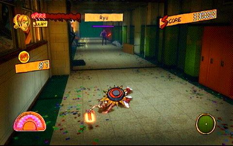 Gdy zakończysz zadanie, otworzą się drzwi, za którymi czeka na ciebie policjant Ryu - 1 - Highschool - zombie w szkole | Opis przejścia Lollipop Chainsaw - Lollipop Chainsaw - poradnik do gry