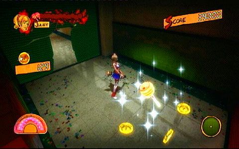 Po drugiej stronie znajdziesz kilka złotych medali oraz lizaka - 1 - Highschool - zombie w szkole | Opis przejścia Lollipop Chainsaw - Lollipop Chainsaw - poradnik do gry