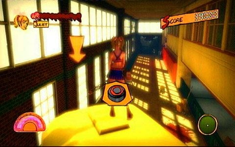 Przeskocz następnie przez autobus i pobiegnij ratować przerażoną studentkę - 1 - Highschool - sala gimnastyczna | Opis przejścia Lollipop Chainsaw - Lollipop Chainsaw - poradnik do gry