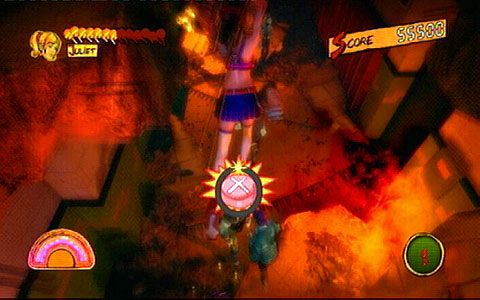 Wystarczy, że będziesz dostatecznie szybko wciskał wyskakujące na ekranie przyciski, a Juliet przeskakując po głowach przeciwników, błyskawicznie wszystkich zabije - 1 - Highschool - sala gimnastyczna | Opis przejścia Lollipop Chainsaw - Lollipop Chainsaw - poradnik do gry