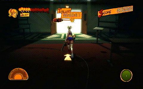 Po krótkiej cut-scence pobiegnij jak najszybciej do wyjścia, żeby uniknąć eksplozji - 1 - Highschool - walka z Zedem | Opis przejścia Lollipop Chainsaw - Lollipop Chainsaw - poradnik do gry