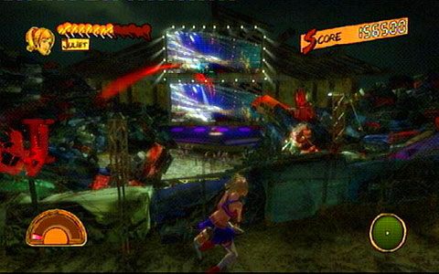 Kawałek dalej ponownie zostaniesz ostrzelany przez gitarzystę - 1 - Highschool - walka z Zedem | Opis przejścia Lollipop Chainsaw - Lollipop Chainsaw - poradnik do gry