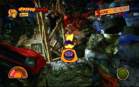 Po ostatnim skoku wdrap się na pobliski wrak, przewróć filar i zjedź na dół - 1 - Highschool - walka z Zedem | Opis przejścia Lollipop Chainsaw - Lollipop Chainsaw - poradnik do gry