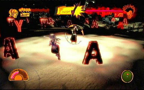 Gdy Zed starci całe swoje życie, zacznie wystrzeliwać na wszystkie strony litery - 1 - Highschool - walka z Zedem | Opis przejścia Lollipop Chainsaw - Lollipop Chainsaw - poradnik do gry