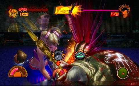 Rozpoczniesz w ten sposób ostatnią wykańczającą sekwencję, która zabije przeciwnika - 1 - Highschool - walka z Zedem | Opis przejścia Lollipop Chainsaw - Lollipop Chainsaw - poradnik do gry