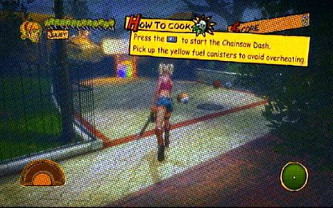 Zaraz po rozpoczęciu etapu skręć w lewo i użyj ataku zwanego Chainsaw Dash (R1) - 2 - Stadium - siłownia | Opis przejścia Lollipop Chainsaw - Lollipop Chainsaw - poradnik do gry