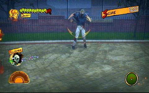 Przeskakując po kolejnych wyskoczeniach dotrzesz do miejsca, gdzie czeka na ciebie grupka zombie - 2 - Stadium - siłownia | Opis przejścia Lollipop Chainsaw - Lollipop Chainsaw - poradnik do gry