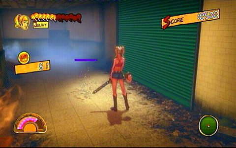 Po walce przetnij zieloną bramę z prawej i ruszaj dalej przed siebie - 2 - Stadium - siłownia | Opis przejścia Lollipop Chainsaw - Lollipop Chainsaw - poradnik do gry