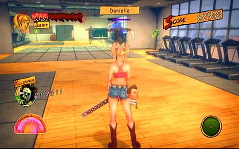 Nie należy ona do najtrudniejszych przeciwników, ale staraj się ją ogłuszyć lub szybko odbiec jak tylko zobaczysz, że świeci się na niebiesko - 2 - Stadium - siłownia | Opis przejścia Lollipop Chainsaw - Lollipop Chainsaw - poradnik do gry