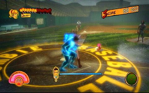 Podczas drugiego okrążenia dodatkowy zombie będzie wychodził z ziemi na środku boiska - 2 - Stadium - walka z Wikke | Opis przejścia Lollipop Chainsaw - Lollipop Chainsaw - poradnik do gry