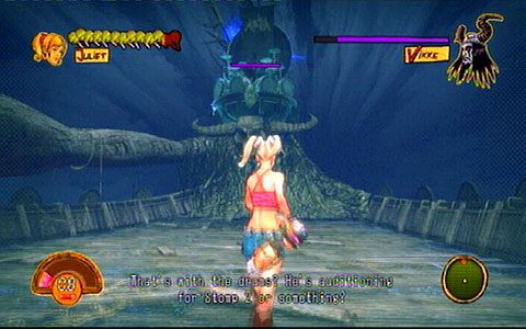 Na samym początku tego etapu pozbądź się stojących na pokładzie nóg - 2 - Stadium - walka z Wikke | Opis przejścia Lollipop Chainsaw - Lollipop Chainsaw - poradnik do gry