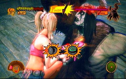 Gdy wystrzelisz odpowiednia ilość kul, wróg ponownie zleci na dół - 2 - Stadium - walka z Wikke | Opis przejścia Lollipop Chainsaw - Lollipop Chainsaw - poradnik do gry