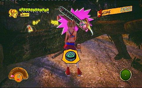 Po kilku krokach drogę zabarykaduje ci przewrócone drzewo oraz wielki głaz - 3 - OBannon Farm - zombie na wsi | Opis przejścia Lollipop Chainsaw - Lollipop Chainsaw - poradnik do gry