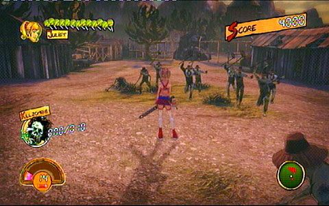 Gdy skończysz, będziesz mógł zeskoczyć na dół, gdzie czeka kolejna armia wrogów - 3 - OBannon Farm - zombie na wsi | Opis przejścia Lollipop Chainsaw - Lollipop Chainsaw - poradnik do gry