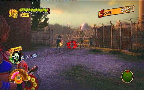 Za płotem drogę zastąpi ci oddział zombie z ładunkami wybuchowymi - 3 - OBannon Farm - zombie na wsi | Opis przejścia Lollipop Chainsaw - Lollipop Chainsaw - poradnik do gry