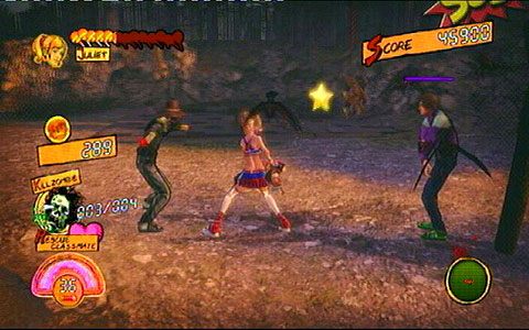 Kawałek dalej znajdziesz lizaka oraz atakowanego przez zombie ucznia - 3 - OBannon Farm - kombajn | Opis przejścia Lollipop Chainsaw - Lollipop Chainsaw - poradnik do gry