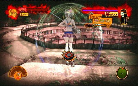 Jeśli zostaniesz trafiony bańką, wciskaj jak najszybciej kółko, żeby się uwolnić - 3 - OBannon Farm - walka z Mariską | Opis przejścia Lollipop Chainsaw - Lollipop Chainsaw - poradnik do gry