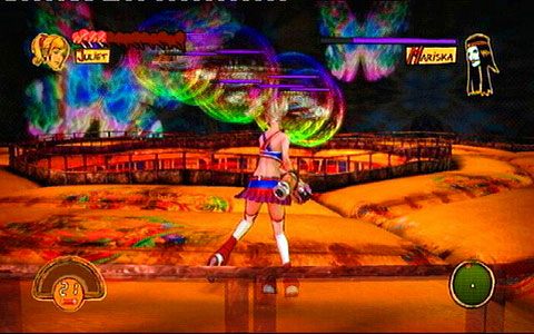 Tym razem kopii będzie jeszcze więcej, ale ich ataki nie powinni sprawić ci większych problemów - 3 - OBannon Farm - walka z Mariską | Opis przejścia Lollipop Chainsaw - Lollipop Chainsaw - poradnik do gry