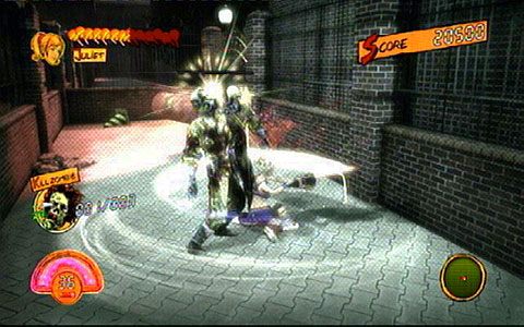 W drugiej fazie starcia zaatakuje cię 3 zombie w maskach przeciwgazowych - 5 - Cathedral - zombie na budowie | Opis przejścia Lollipop Chainsaw - Lollipop Chainsaw - poradnik do gry